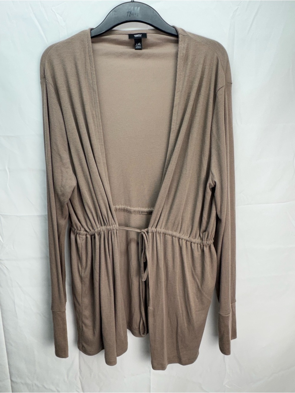 Worthington Open-Front Tie-Waist Cardigan Sweater - Taupe Brown